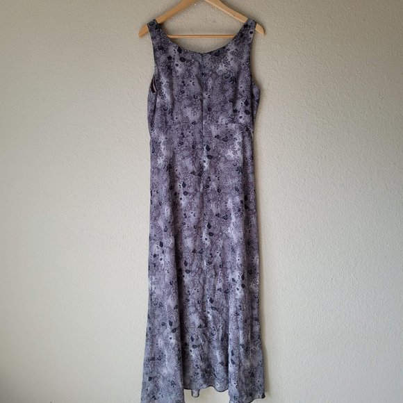 Vintage 90s Maxi Formal Gray Floral Dress - Picture 2 of 11